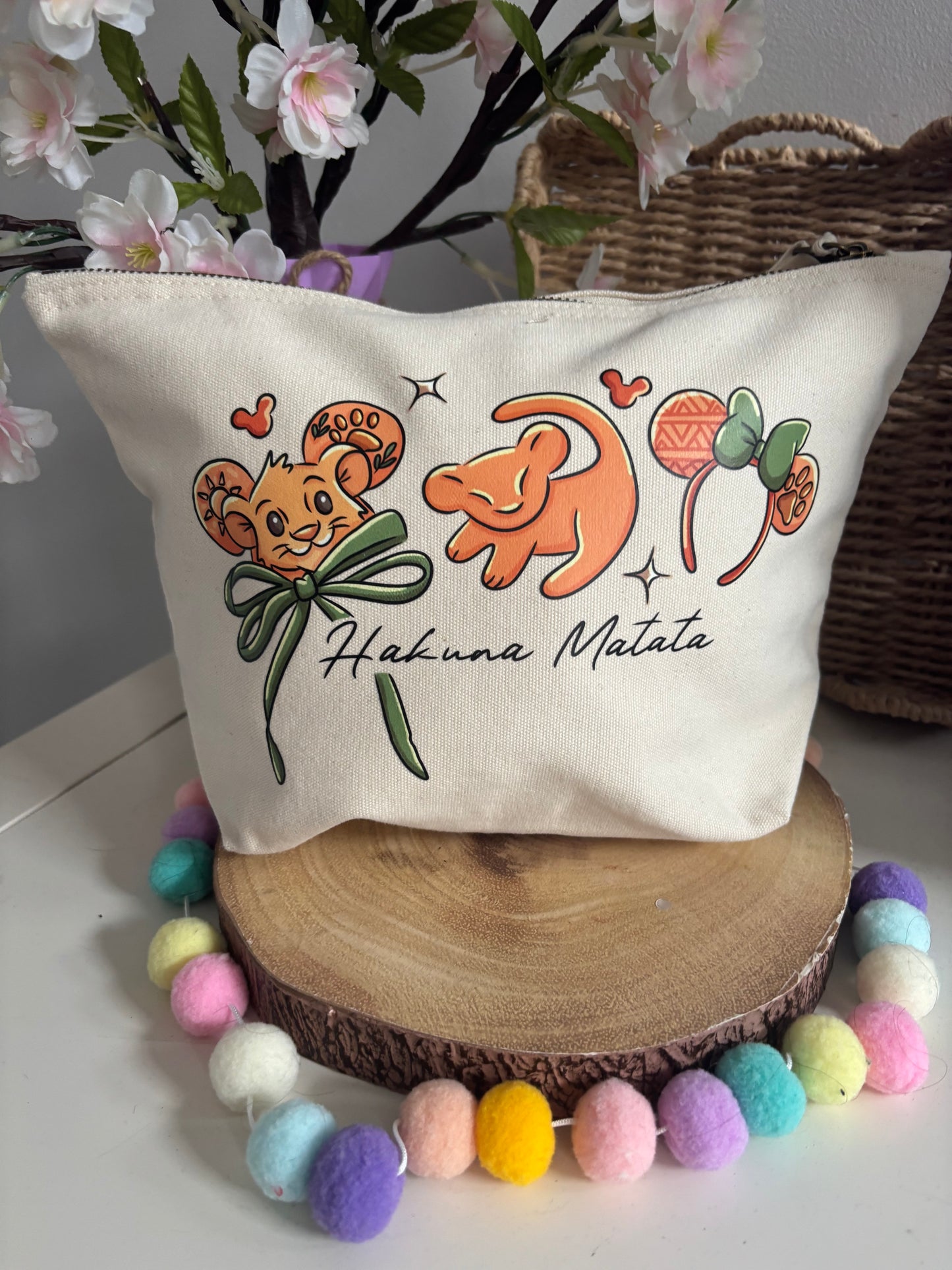 Lion King, Simba Make Up Bag Theme Cotton Canvas Accessories Bags, Printed Inspired Bags, Cosmetics Bags