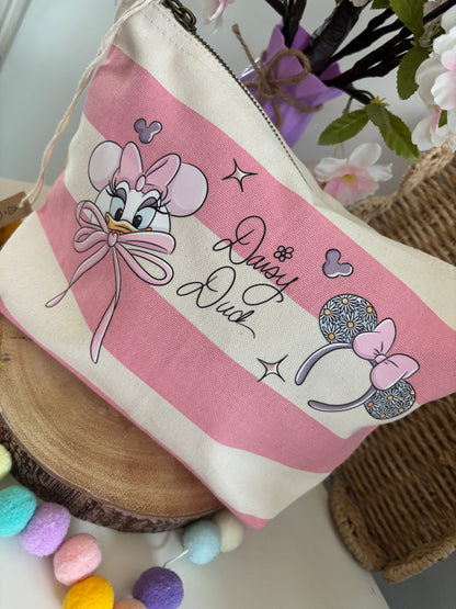 Girlie Daisy Duck Make Up Bags, Printed Inspired Make Up Bags, Ears Bags, Florida, Orlando, Paris, Nautical Theme Make Up Bag
