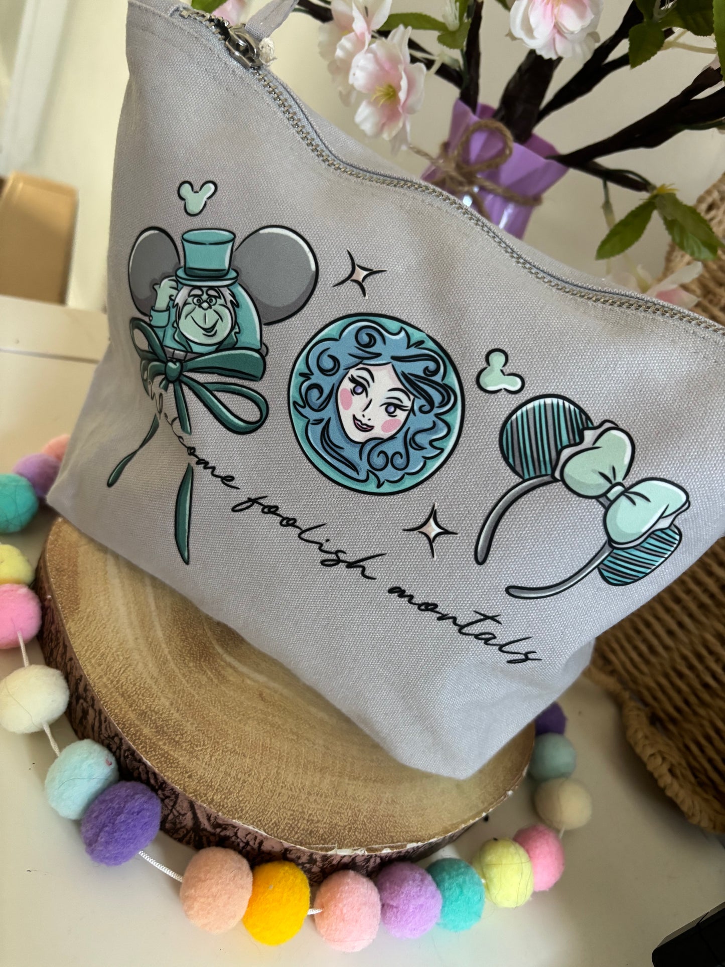 Haunted Mansion Make Up Bag Theme Cotton Canvas Accessories Bags, Printed Inspired Bags, Cosmetics Bags