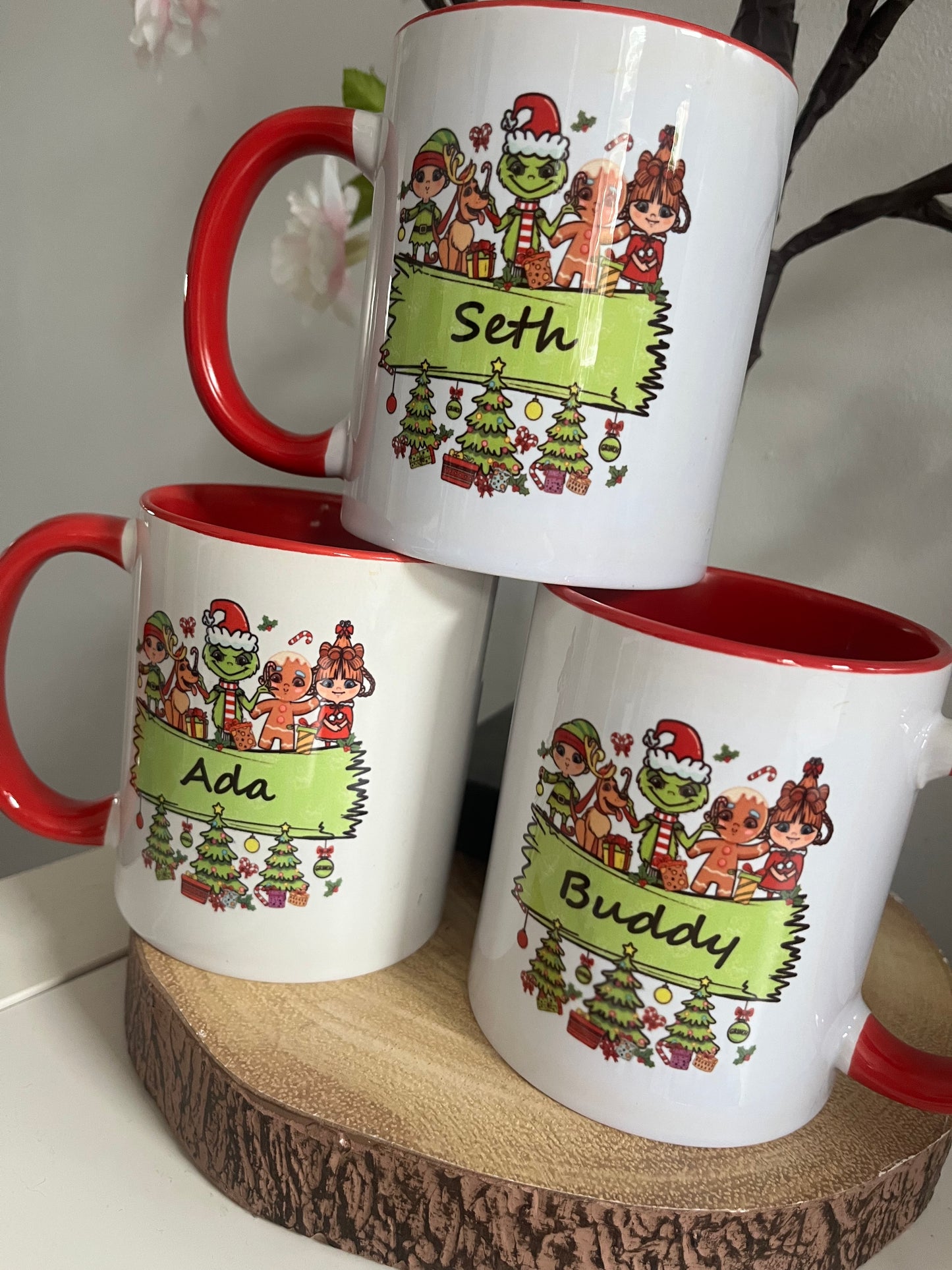 Grinch and Friends Personalised Name Mug, Personalised Christmas Mug