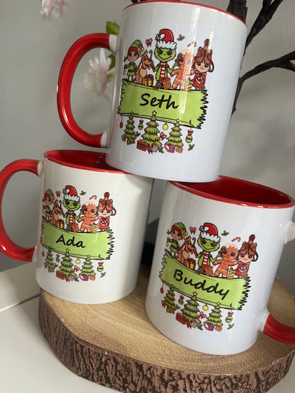 Grinch and Friends Personalised Name Mug, Personalised Christmas Mug