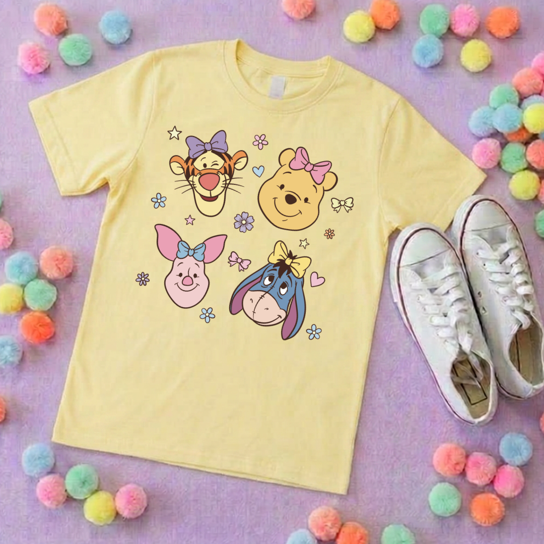 Pooh Pretty Besties Park Life T-Shirt, Ears, Florida, Orlando, Cruise Holidays T-Shirts, Holiday Outfits - Adults & Kids Sizes - Cotton T-Shirt
