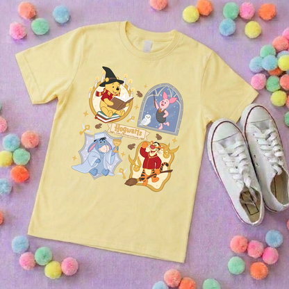 Winnie in Hogwarts Full Art Park Life T-Shirt, Ears, Florida, Orlando, Cruise Holidays T-Shirts, Holiday Outfits - Adults & Kids Sizes - Cotton T-Shirts