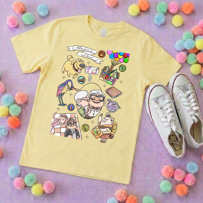 Up Full Art House Inspired Printed White T-Shirt, Florida, Orlando, Ellie and Karl, Kevin, Dug - Adults & Kids Sizes - Cotton T-Shirt
