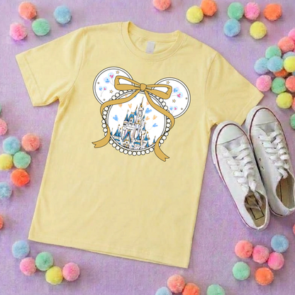 Magical Castle Bow Printed Pink T-Shirt, Florida, Orlando, Magical World - Adults & Kids Sizes