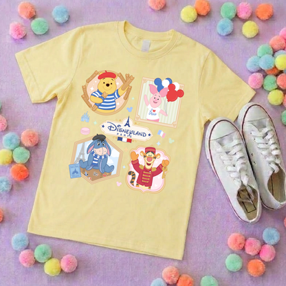 Pooh French Oh La La Full Art Park Life T-Shirt, Ears, Florida, Orlando, Cruise Holidays T-Shirts, Holiday Outfits - Adults & Kids Sizes - Cotton T-Shirts