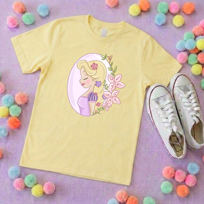 Rapunzel Princess Tower Inspired Printed T-Shirt, Princess Movie, Golden Hair Princess- Adults & Kids Sizes - Cotton T-Shirt