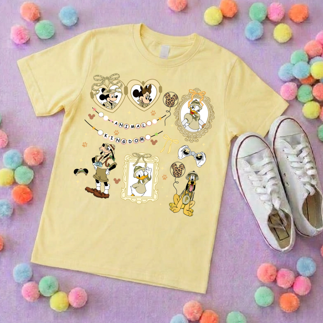 Animal Kingdom Inspired Printed Sand T-Shirt, Safari, Tree of Life, Inspired Character T-Shirts - Adults & Kids Sizes - Cotton T-Shirt