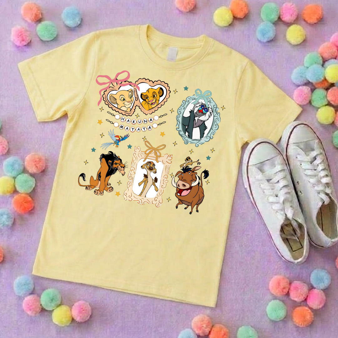 King Lion Inspired Printed White T-Shirt, Lions, Nala Simba, Mufasa, Inspired Character T-Shirts - Adults & Kids Sizes - Cotton T-Shirt