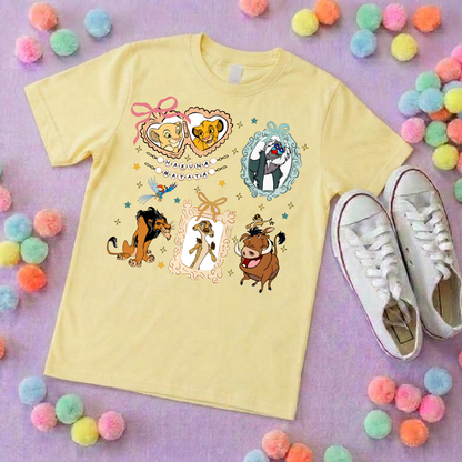 King Lion Inspired Printed White T-Shirt, Lions, Nala Simba, Mufasa, Inspired Character T-Shirts - Adults & Kids Sizes - Cotton T-Shirt