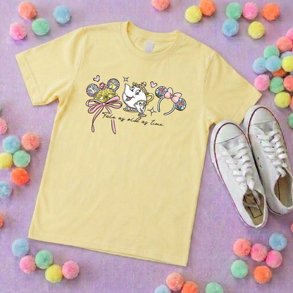 Belle & Teapot Inspired Printed T-Shirt, Princess Movie, Mouse Ears, Princess- Adults & Kids Sizes - Cotton T-Shirt