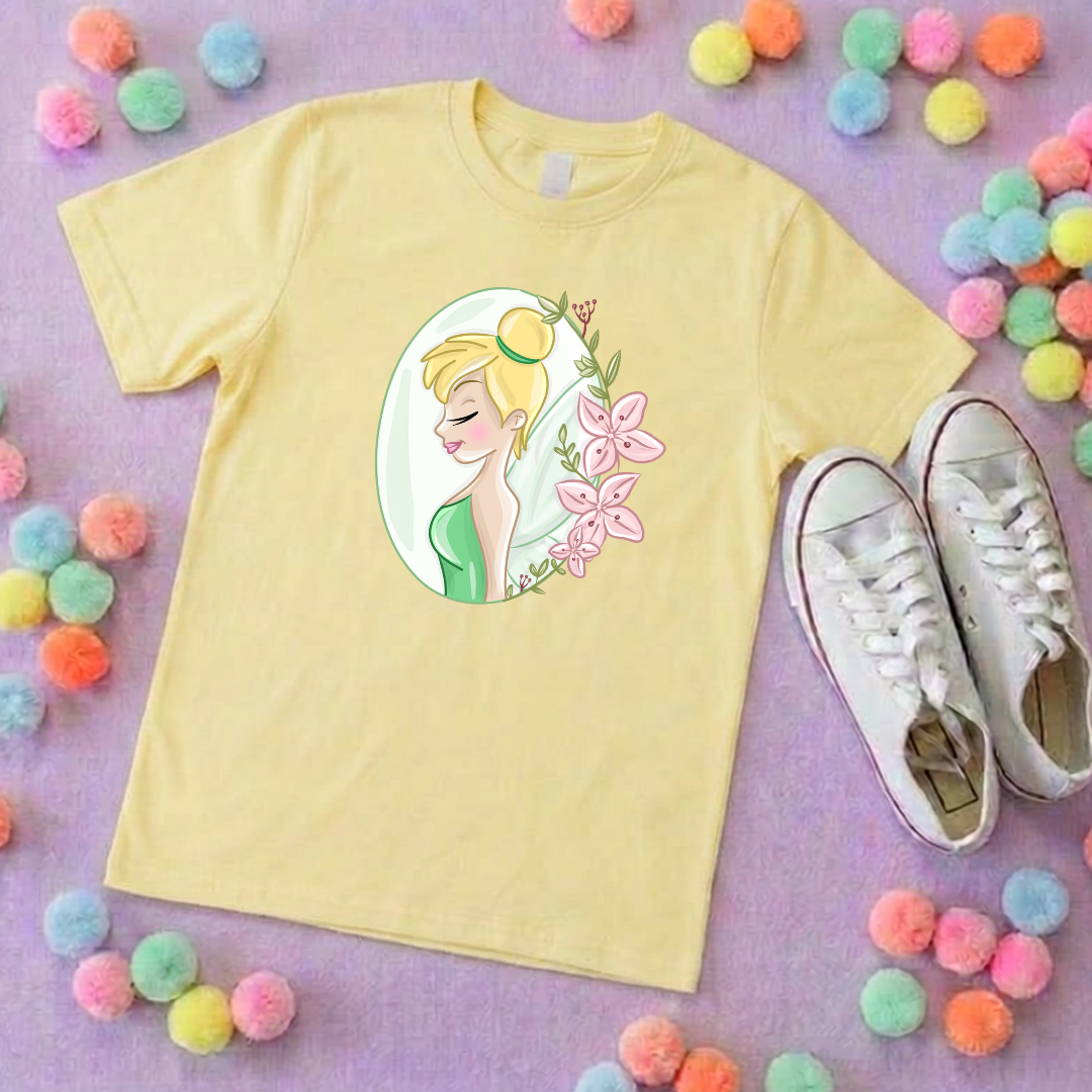 Neverland Tinkerbelle Flower Inspired T-Shirt, Florida, Orlando - Adults & Kids Sizes - Cotton T-Shirt