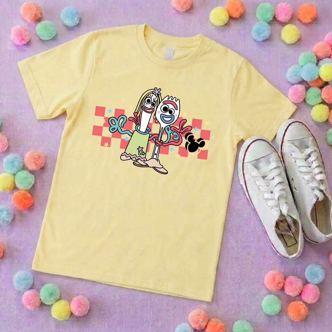 Toys Story Forky & Knifey Art Park Life T-Shirt, Ears, Florida, Orlando, Cruise Holidays T-Shirts, Holiday Outfits - Adults & Kids Sizes - Cotton T-Shirt