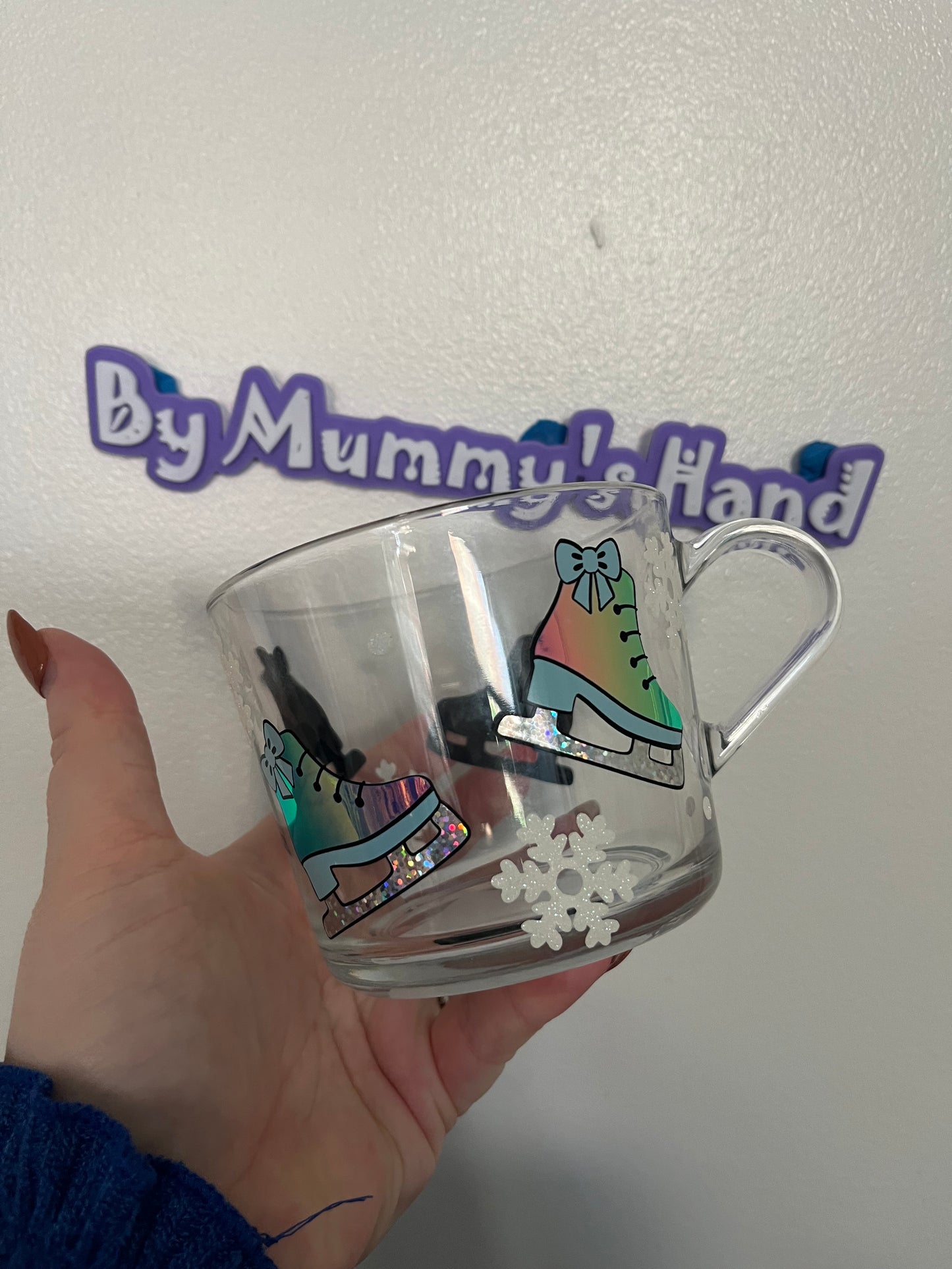 Winter Theme Ice Skate Icebreaker Glass Mug - Perfect for Hot Beverages - Drinkware