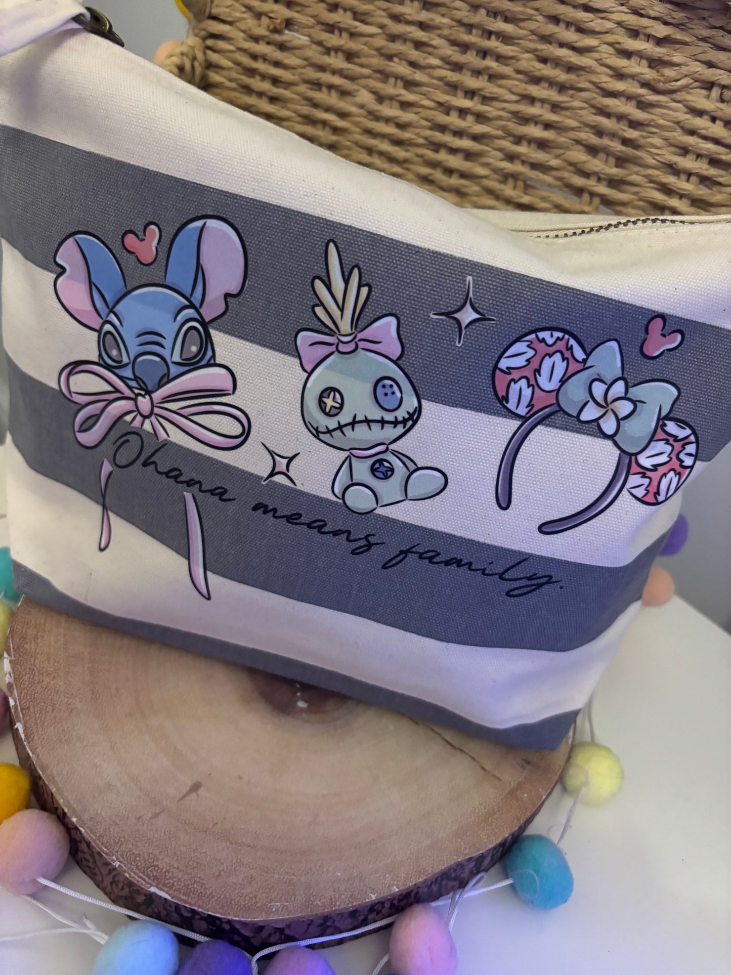 Printed Inspired Make Up Bag, Blue Alien, Hawaiian Theme, Stitch, Ears Bags, Florida, Orlando, Paris, Nautical Theme Make Up Bag