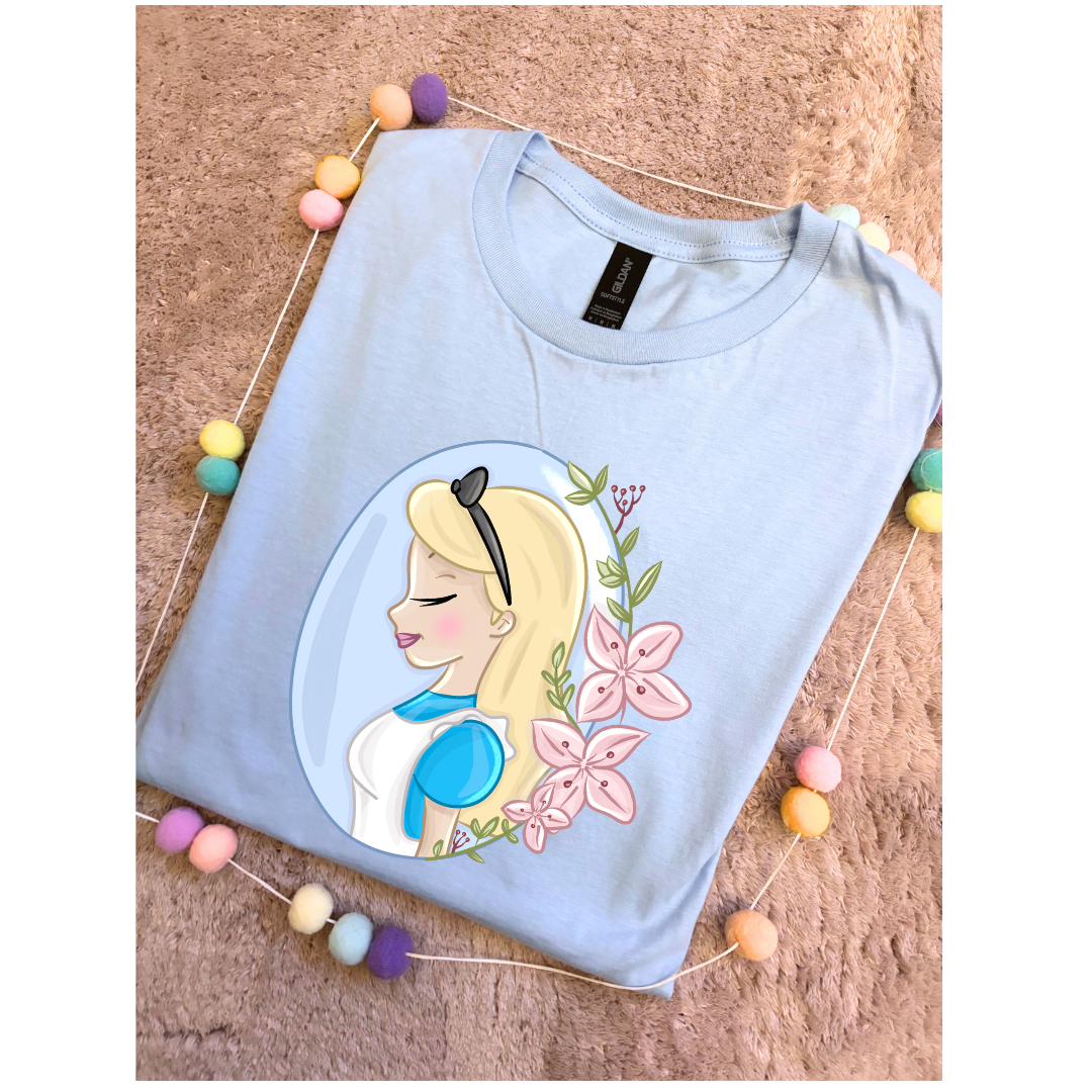 Wonderland Alice Flower Inspired T-Shirt, Florida, Orlando - Adults & Kids Sizes - Cotton T-Shirt