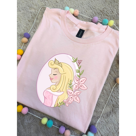 Sleeping Princess Inspired Printed T-Shirt, Princess Movie, Mouse Ears, Princess- Adults & Kids Sizes - Cotton T-Shirt