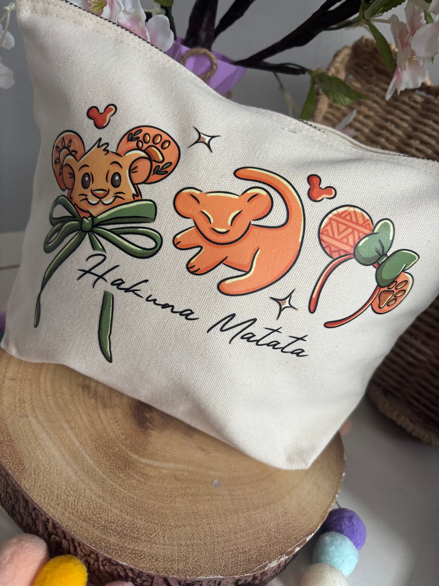 Lion King, Simba Make Up Bag Theme Cotton Canvas Accessories Bags, Printed Inspired Bags, Cosmetics Bags