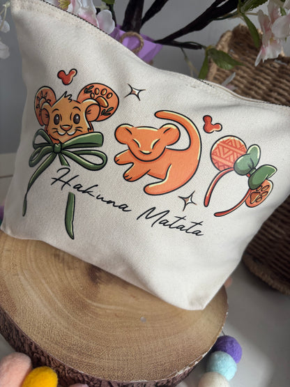 Lion King, Simba Make Up Bag Theme Cotton Canvas Accessories Bags, Printed Inspired Bags, Cosmetics Bags