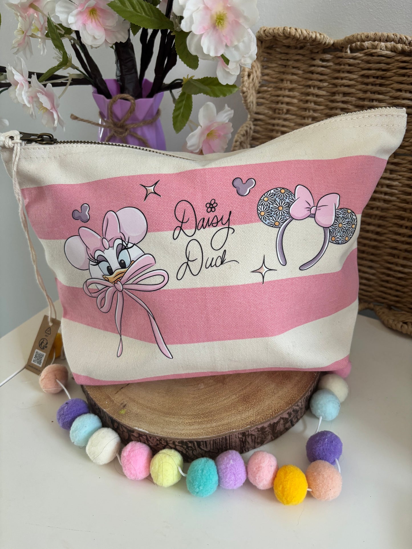 Girlie Daisy Duck Make Up Bags, Printed Inspired Make Up Bags, Ears Bags, Florida, Orlando, Paris, Nautical Theme Make Up Bag