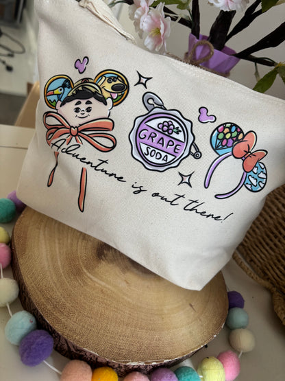 Up and Away Make Up Bag Theme Cotton Canvas Accessories Bags, Printed Inspired Bags, Cosmetics Bags
