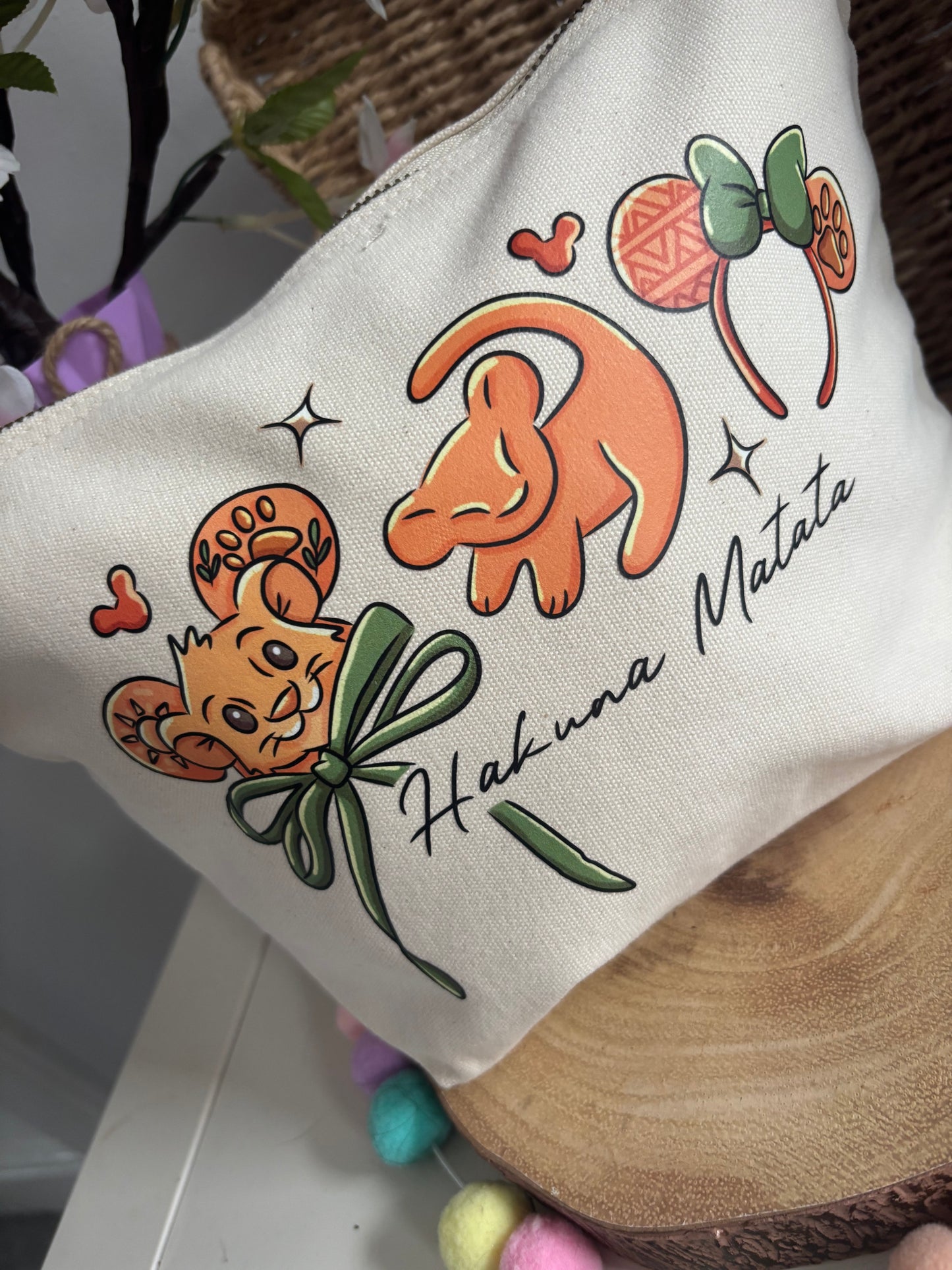 Lion King, Simba Make Up Bag Theme Cotton Canvas Accessories Bags, Printed Inspired Bags, Cosmetics Bags