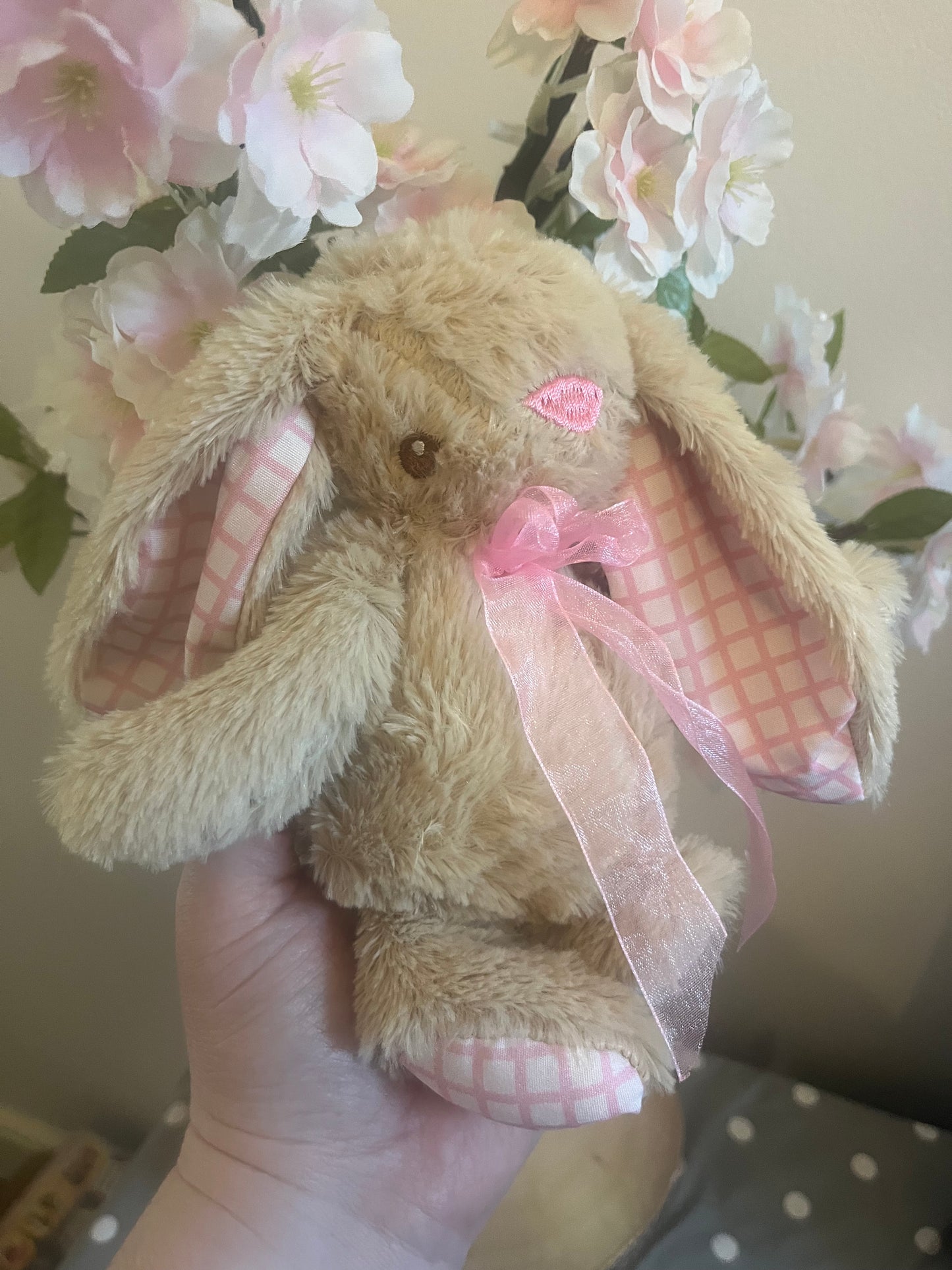 Cute Personalised Bunny Plush ~ 21cm ~ Gingham Design