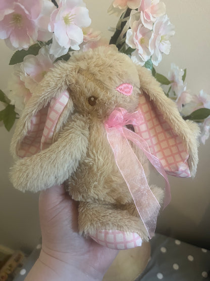 Cute Personalised Bunny Plush ~ 21cm ~ Gingham Design