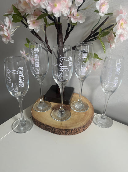 Bridesmaid Prosecco Flutes, Champagne Glasses, For Weddings, Bridesmaid Gifts, Personalised Wedding Favours