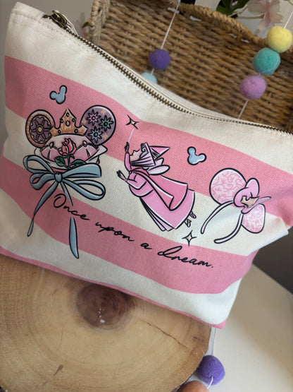 Princess Theme, Beauty Sleeping Make Up Bags, Printed Inspired Make Up Bags, Ears Bags, Florida, Orlando, Paris, Nautical Theme Make Up Bag