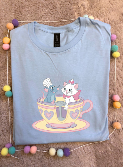 Paris Friends on Teacup Ride Printed T-Shirt, Florida, Orlando, Magical World - Adults & Kids Sizes