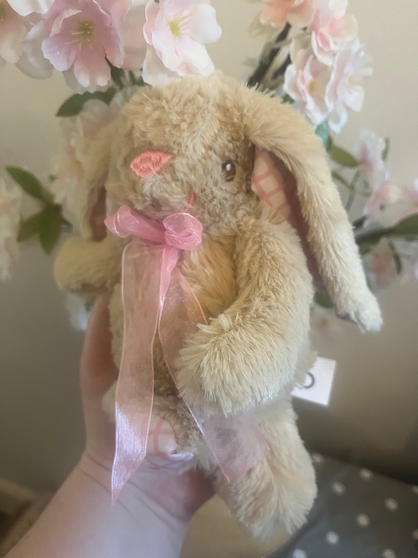 Cute Personalised Bunny Plush ~ 21cm ~ Gingham Design