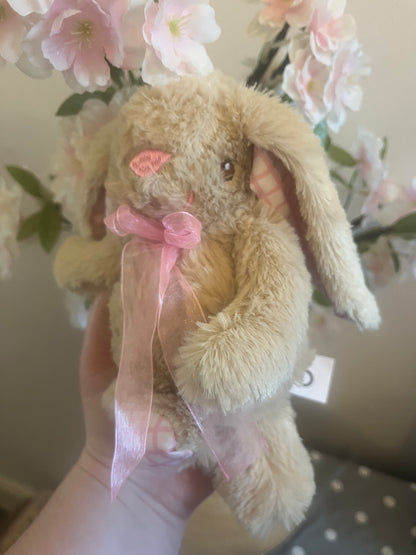 Cute Personalised Bunny Plush ~ 21cm ~ Gingham Design