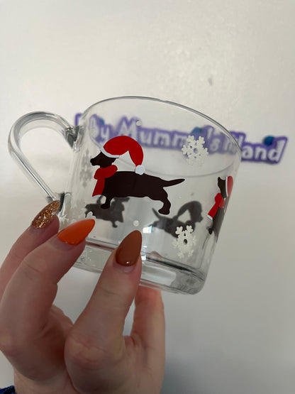 Christmas Daschund Glass Mug - Perfect for Hot Beverages - Drinkware