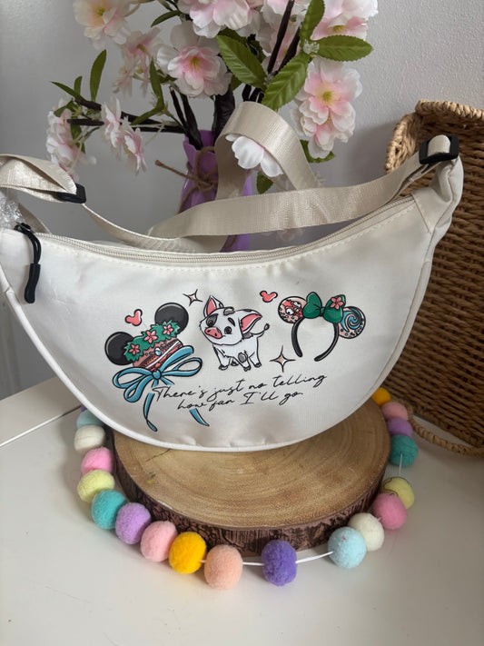 Moana and Friends, Polynesian Hotel Theme Dumpling Bags, Printed Inspired Bags, Crossbody Bags, Florida, Orlando, Paris, Theme Make Up Bag