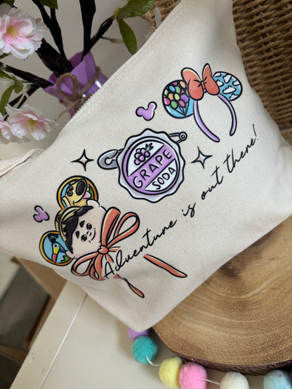 Up and Away Make Up Bag Theme Cotton Canvas Accessories Bags, Printed Inspired Bags, Cosmetics Bags