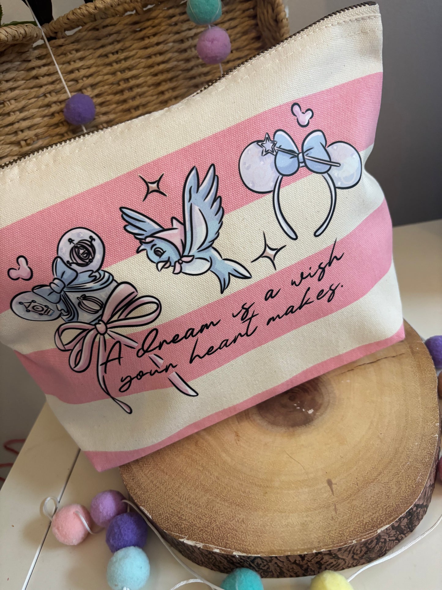 Princess Theme, Cinderella, Pumpkin Midnight Make Up Bags, Printed Inspired Make Up Bags, Ears Bags, Florida, Orlando, Paris, Nautical Theme Make Up Bag