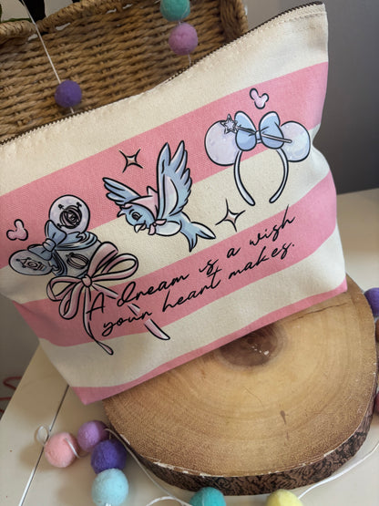 Princess Theme, Cinderella, Pumpkin Midnight Make Up Bags, Printed Inspired Make Up Bags, Ears Bags, Florida, Orlando, Paris, Nautical Theme Make Up Bag