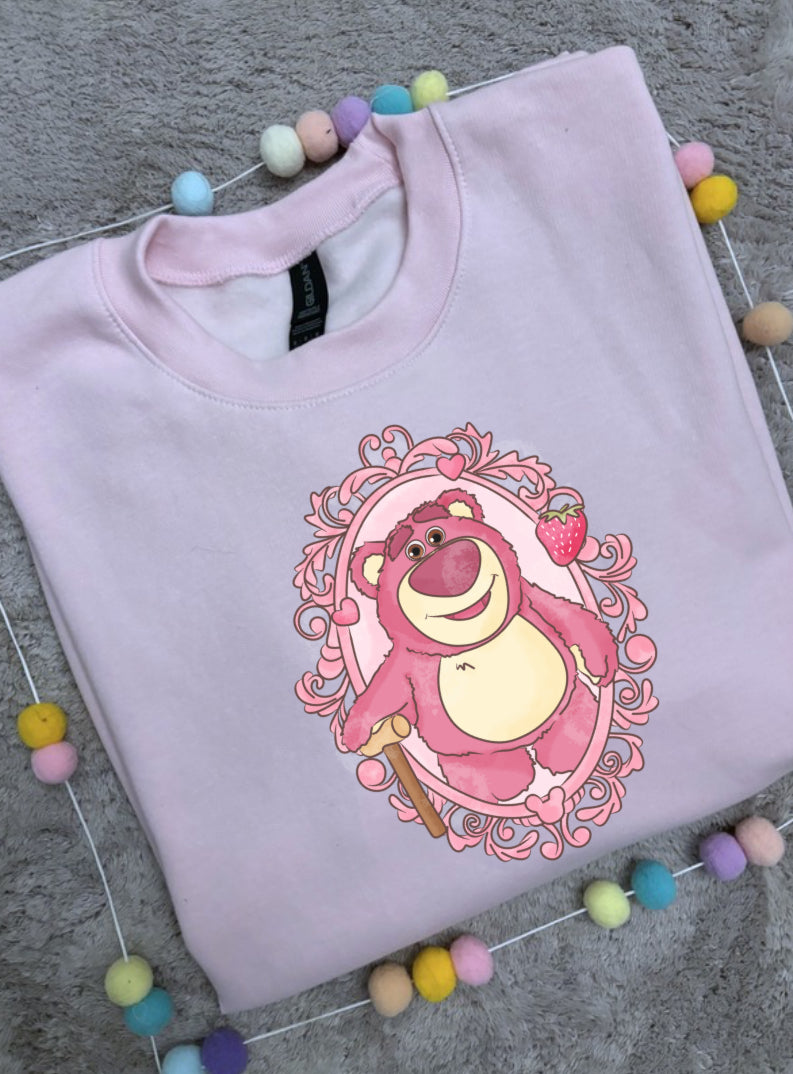 Strawberry Pink Bear, Toys, Sunnyside Daycare, Florida, Orlando, Magical World, Fleece Pink Sweatshirt - Adults & Kids Sizes