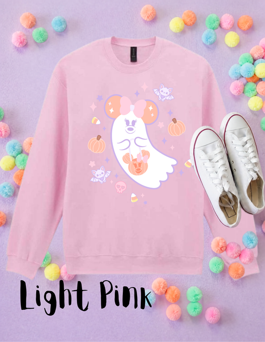 Halloween Pastel Ghosties Sweatshirt, Ears, Florida, Orlando, Jumper, Halloween Outfits, - Adults & Kids Sizes - Cotton Sweatshirt