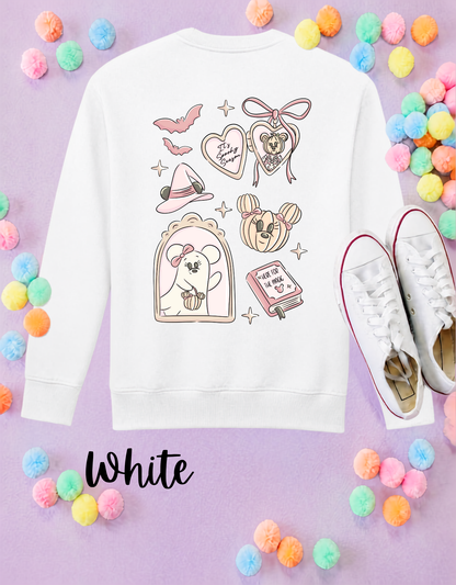 Halloween Ghost Mouse and Ears Sweatshirt, Ears, Florida, Orlando, Jumper, Halloween Outfits, - Adults & Kids Sizes - Cotton Sweatshirt