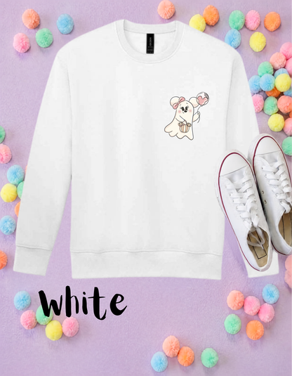 Halloween Ghost Mouse and Ears Sweatshirt, Ears, Florida, Orlando, Jumper, Halloween Outfits, - Adults & Kids Sizes - Cotton Sweatshirt