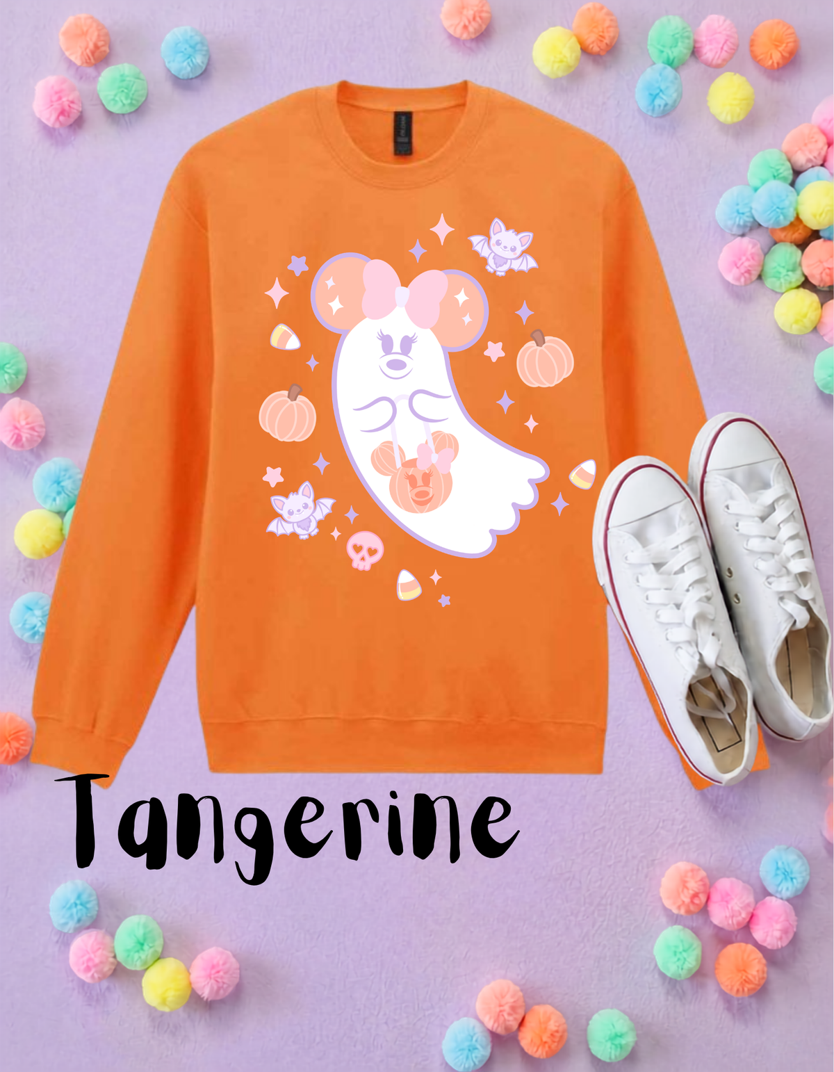 Halloween Pastel Ghosties Sweatshirt, Ears, Florida, Orlando, Jumper, Halloween Outfits, - Adults & Kids Sizes - Cotton Sweatshirt
