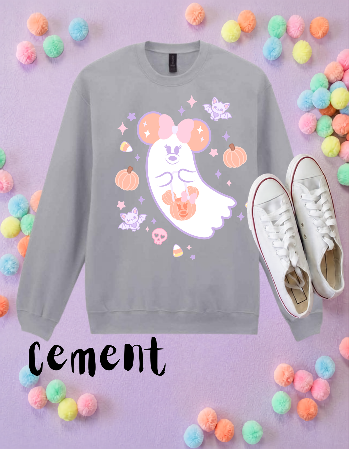 Halloween Pastel Ghosties Sweatshirt, Ears, Florida, Orlando, Jumper, Halloween Outfits, - Adults & Kids Sizes - Cotton Sweatshirt