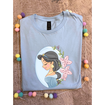 Jasmine & Flowers Inspired Printed T-Shirt, Princess, Magical Kingdom, Inspired Character T-Shirts - Adults & Kids Sizes - Cotton T-Shirt