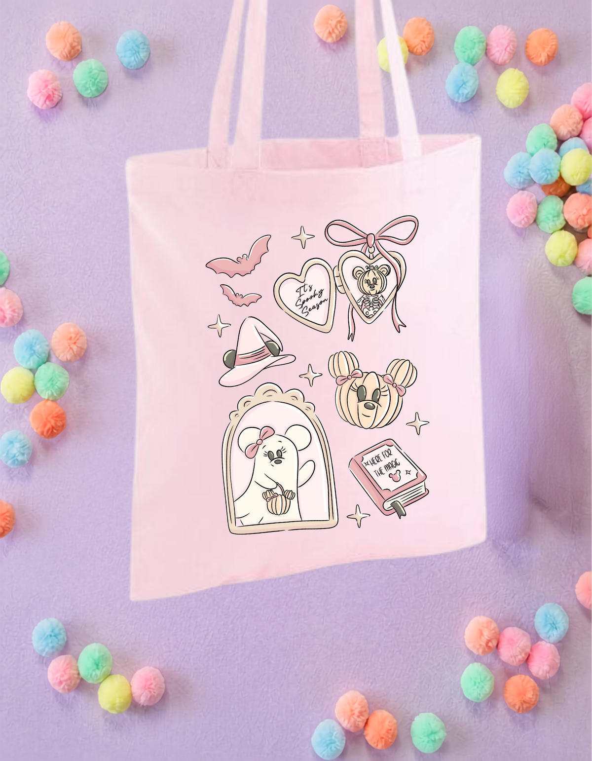 Ghostie Mouse Tote Bags, Magic Mouse Cotton Canvas Tote Bags, Printed Inspired Tote Bags, Shopper Bags