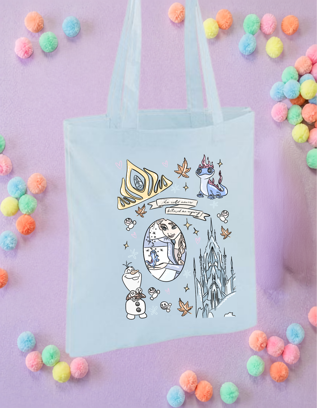Frozen Sisters Princess Tote Bags, Princess Theme Cotton Canvas Tote Bags, Printed Inspired Tote Bags, Shopper Bags