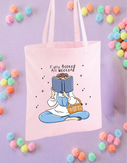 Belle Fully Booked Princess Tote Bags, Princess Theme Cotton Canvas Tote Bags, Printed Inspired Tote Bags, Shopper Bags