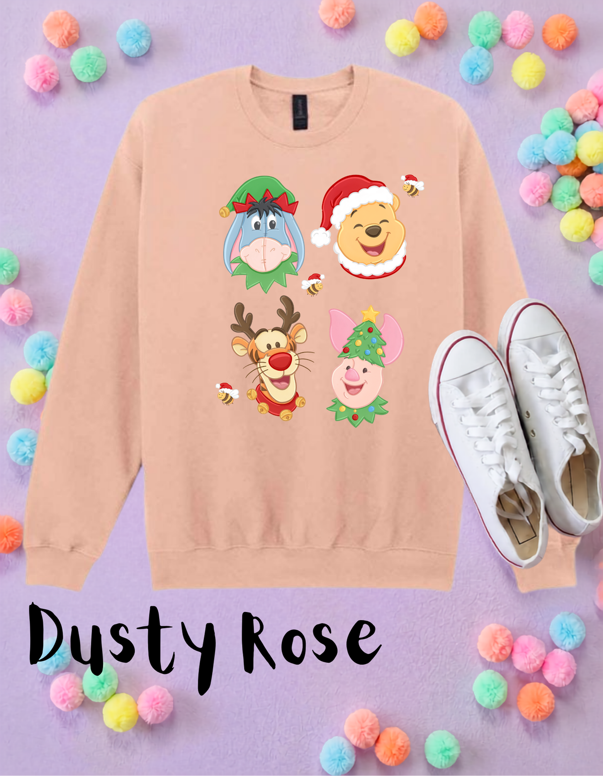 Pooh Christmas Sweatshirt, Ears, Florida, Orlando, Jumper, Christmas Outfits, - Adults & Kids Sizes - Cotton Sweatshirt