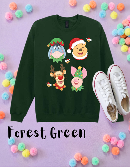 Pooh Christmas Sweatshirt, Ears, Florida, Orlando, Jumper, Christmas Outfits, - Adults & Kids Sizes - Cotton Sweatshirt